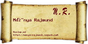 Mánya Rajmund névjegykártya